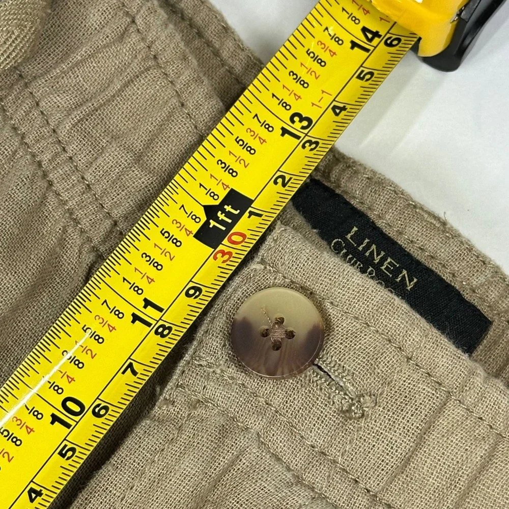 Club Room Luxury Mens XL Tan 100% Linen Drawstring Elastic Waist Pants